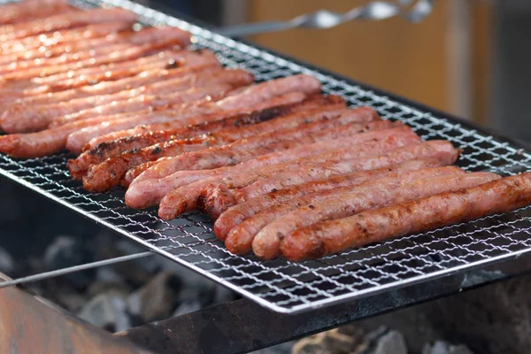 Pork Meat Sausages Cooking Grill — Stock Photo, Image