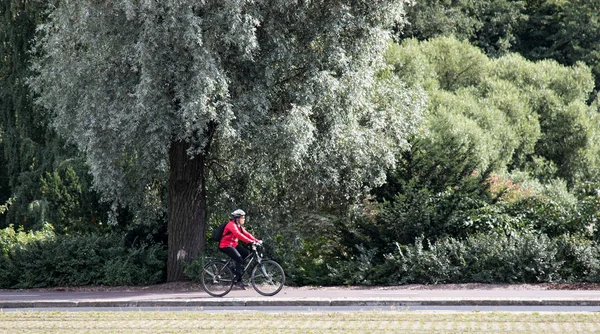 Helsinki Finlandia Sierpnia 2017 Rowerze Parku Rowerzysta Tle Natury Ścieżka — Zdjęcie stockowe