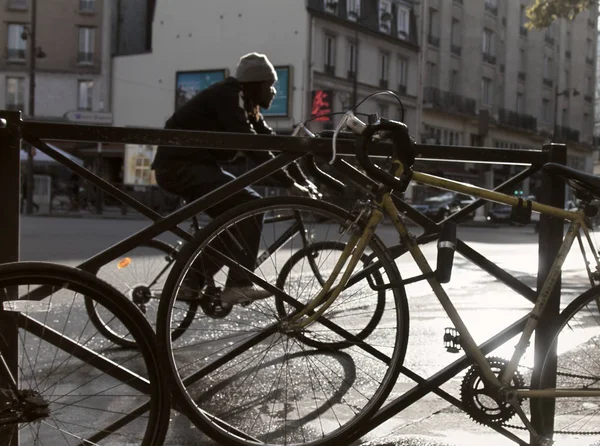 Paris France September 2017 Bike Park Europe Fahrräder Straßenzaun Und — Stockfoto