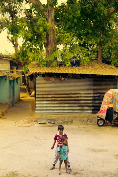 Indien Pune April 2018 Indische Kinder Hof Seines Hauses — Stockfoto