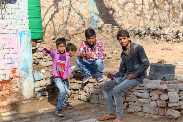 Indien Neu Delhi März 2018 Jugendliche Und Jungen Haben Spaß — Stockfoto