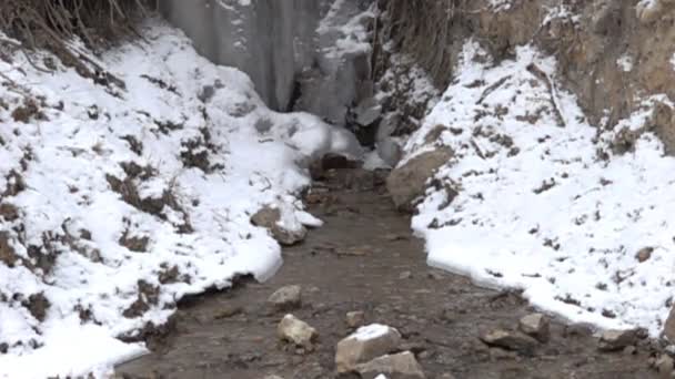 Горный Ручей Замороженный Водопад Сверхмедленное Движение 1000 Кадров Секунду — стоковое видео