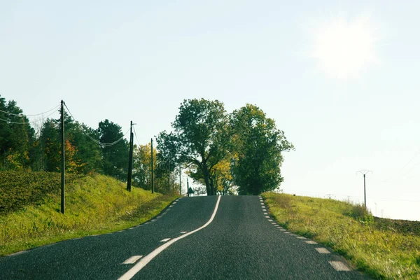 Two-lane highway in the hills of France — Stock Photo, Image