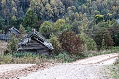 Ormanın kıyısındaki eski Rus köyü.