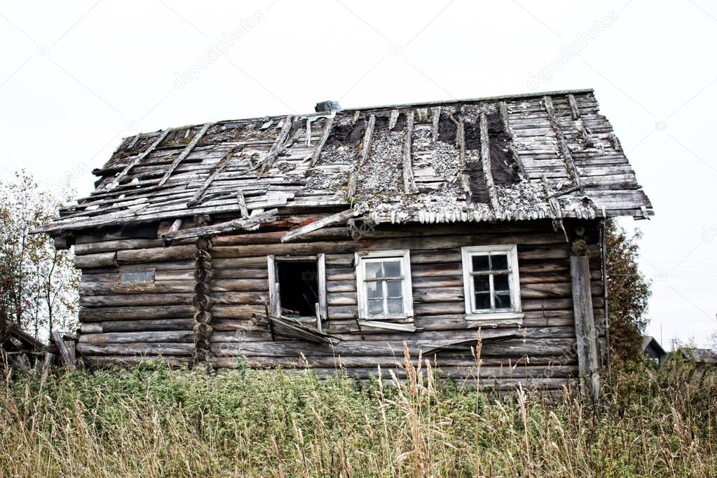 Russian old village on the edge of the forest