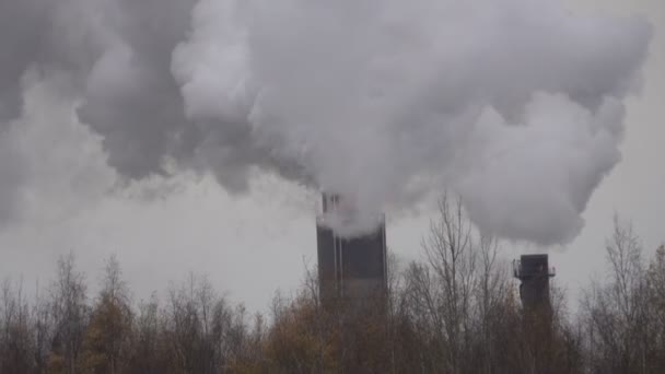 Termik santral ve borulardan çıkan buhar — Stok video