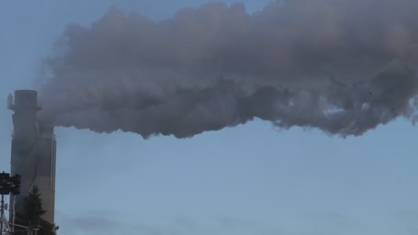 Nubes gruesas de humo sucio de las plantas contaminan la atmósfera. — Vídeos de Stock