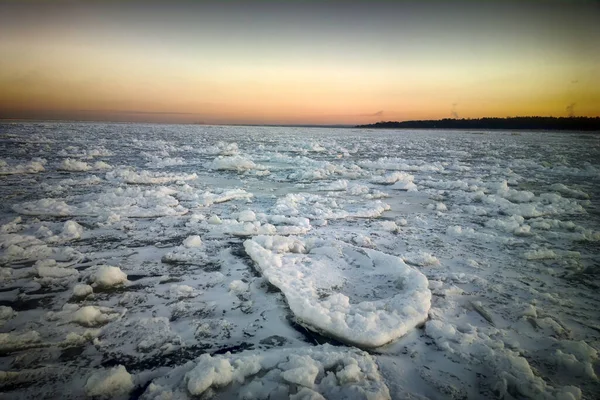 Comienzo Del Invierno Mar Báltico Hielo Panqueque Fino Hielo Panaglomerado —  Fotos de Stock