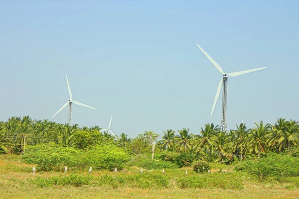 Fontes Energia Alternativas Fazenda Eólica Província Indiana Kerala Muitos Geradores — Fotografia de Stock