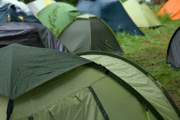 Кемпинг Открытом Воздухе Палаткой Лесу Летом — стоковое фото