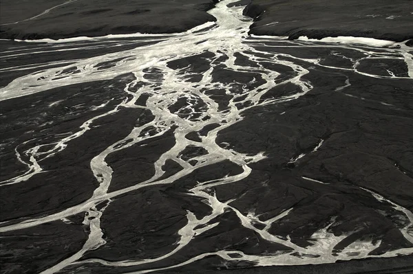 Wyciek Lodowcowy Jego Lądowa Delta Północna Wyspa Novaya Zemlya Morze — Zdjęcie stockowe