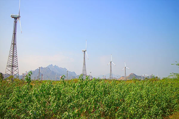 Fontes Energia Alternativas Fazenda Eólica Província Indiana Kerala Muitos Geradores — Fotografia de Stock