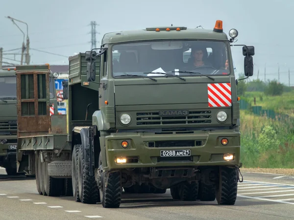 Россия Майкоп Июня 2019 Года Конвой Военных Грузовиков Шоссе — стоковое фото