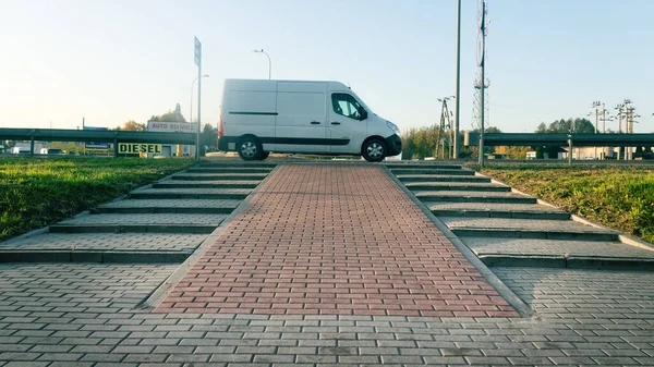 Minsk Mazowiecki Poland October 2019 Van Works Delivery Goods Small — Stock Photo, Image