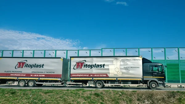 Mińsk Mazowiecki Polska Października 2019 Autostrada Jest Ogrodzona Specjalnym Ogrodzeniem — Zdjęcie stockowe