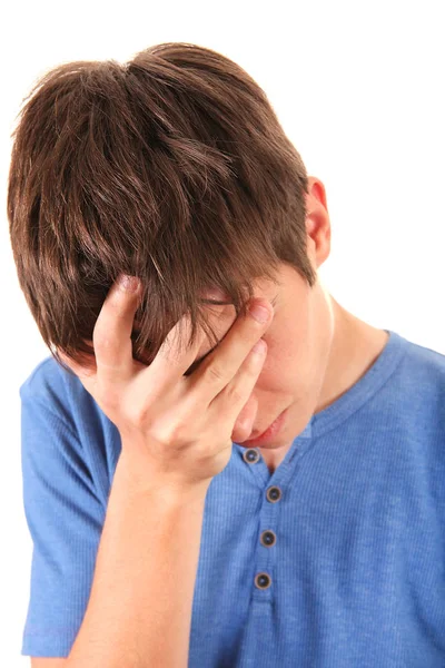 Sad Young Man Isolated White Background — Stock Photo, Image