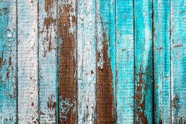 Yıpranmış mavi boya ile eski ahşap plakalar