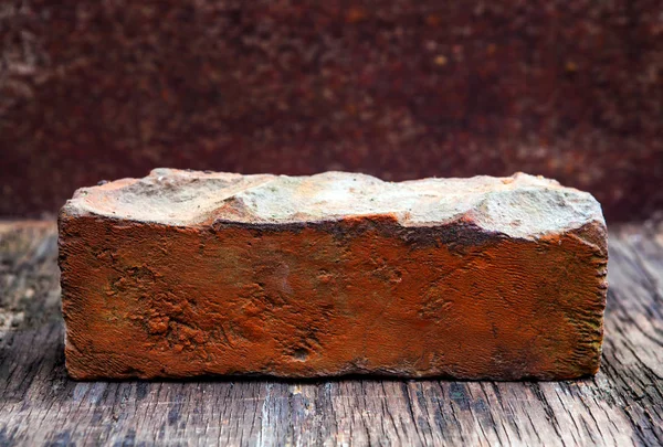 Old Brick Closeup Wooden Table — Stock Photo, Image