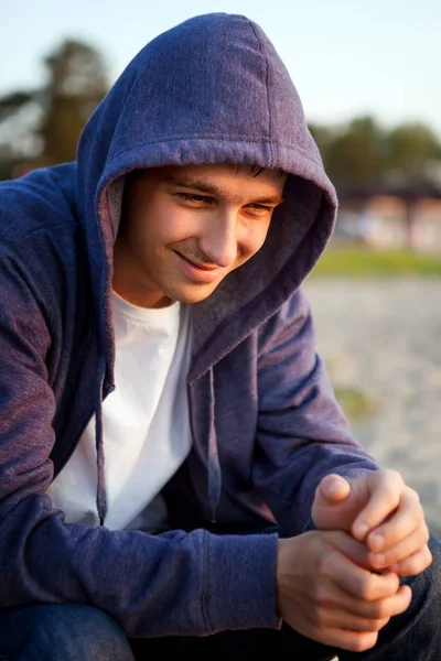 Young Man Portrait Hoodie Street — Stock Photo, Image