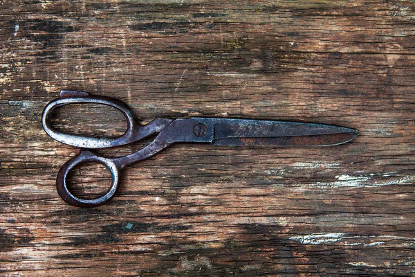 Vintage Nożyczki Drewniane Tło Zbliżenie — Zdjęcie stockowe