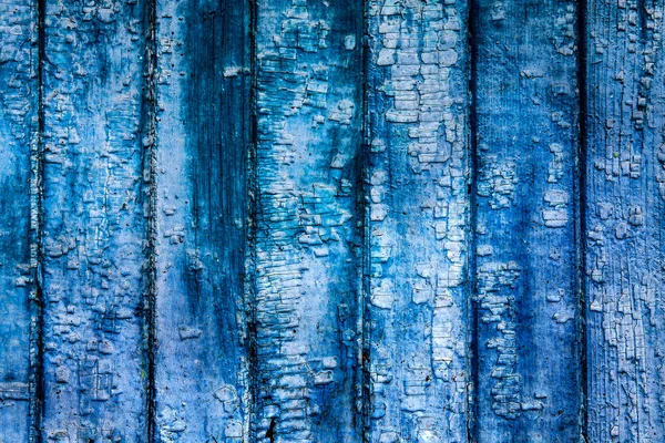 Stará Dřevěná Prkna Omšelé Modré Barvy — Stock fotografie