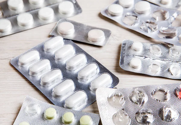 Pills Table Home Closeup — Stock Photo, Image