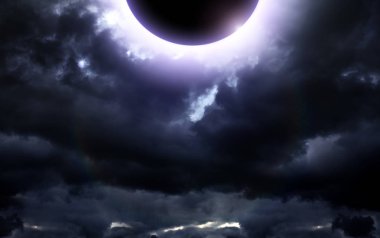 Soyut Kara Fırtına Bulutları 'nda Güneş tutulması