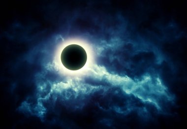 Soyut Kara Fırtına Bulutları 'nda Güneş tutulması