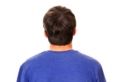 Arkadan görünüş beyaz zemin üzerine genç adam