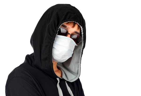 Junger Mann Der Maske Isoliert Auf Weißem Hintergrund — Stockfoto