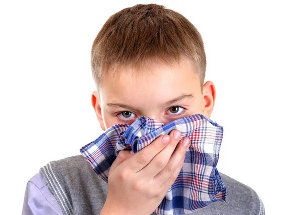 Boy Handkerchief White Background Closeup — Stock Photo, Image