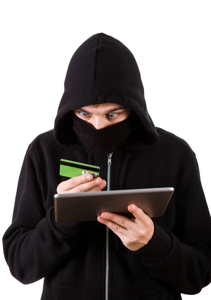 Hacker met een kaart — Stockfoto