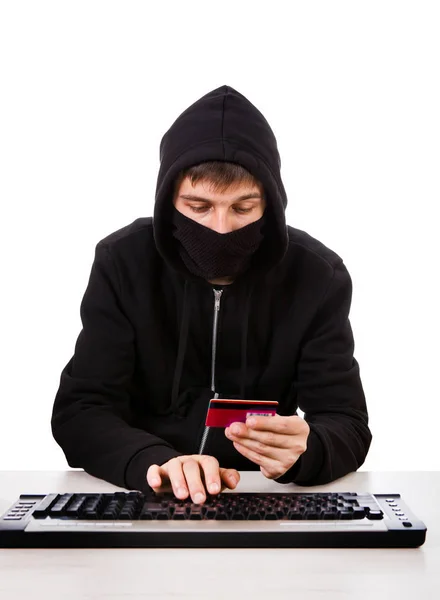 Hacker con tarjeta — Foto de Stock