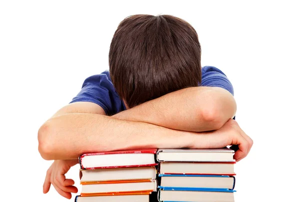 Studente dormire sui libri — Foto Stock