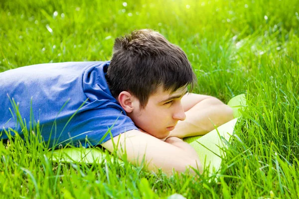 Sad Man on the Grass — Stock Photo, Image