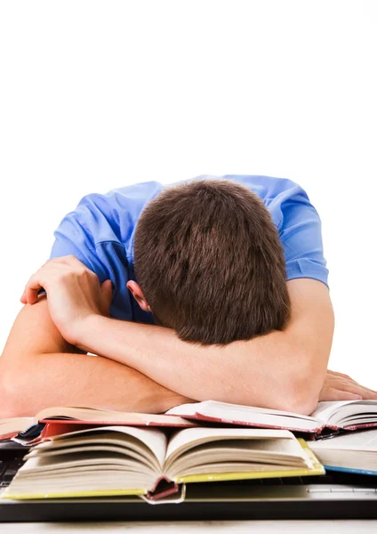 Estudante cansado dormindo — Fotografia de Stock