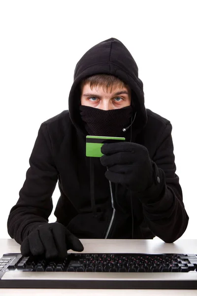 Hacker con tarjeta — Foto de Stock