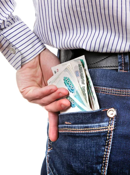 Geld in der Tasche — Stockfoto