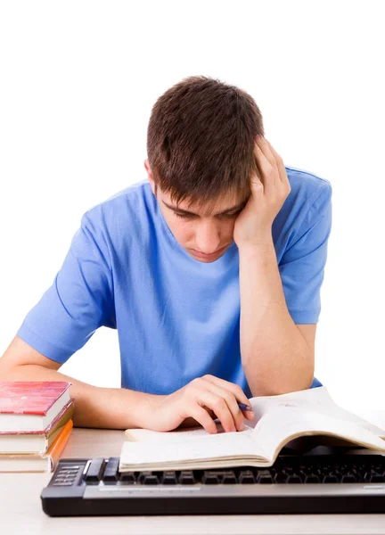 Estudiante cansado con un libro — Foto de Stock