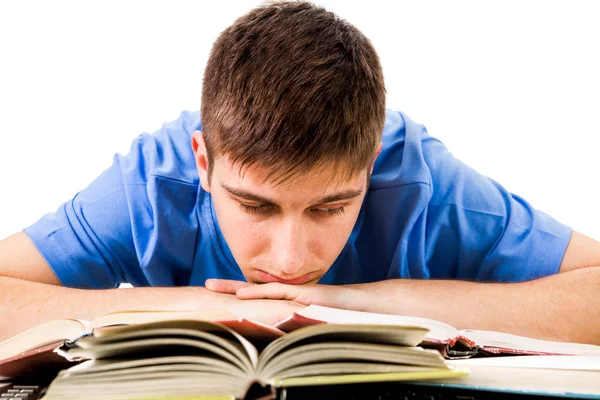 Sorgliga Student med en bok — Stockfoto