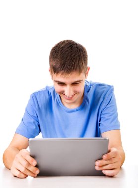 bir tablet ile genç adam