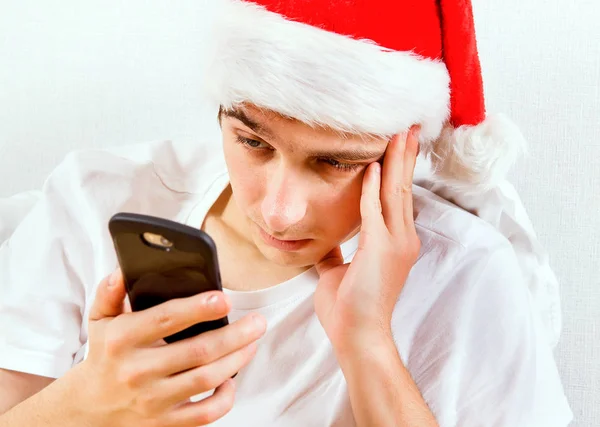 Triste hombre en Santa Sombrero — Foto de Stock