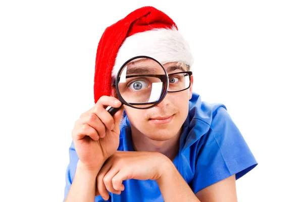 Uomo in cappello di Babbo Natale — Foto Stock