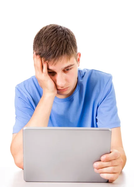 Sad Man with a Tablet — Stock Photo, Image