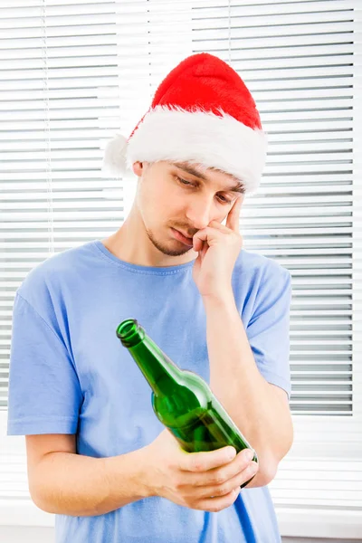 Young Man in Santa Hat — Stock Photo, Image