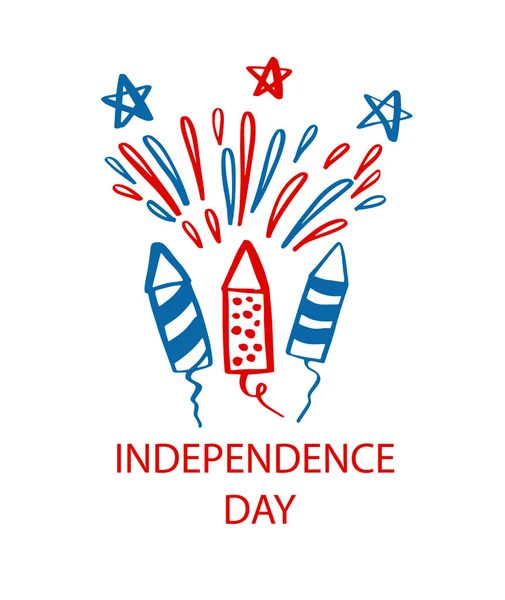 Julho Independência Cartão Dia Cartaz Banner Design Fogos Artifício Texto — Vetor de Stock