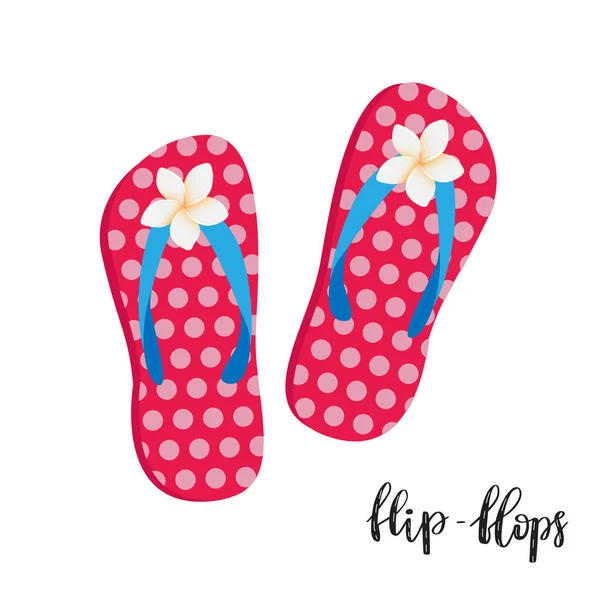 Flip Flops Ilustração Mulher Rosa Bonito Par Sapatos Praia Isolados — Vetor de Stock