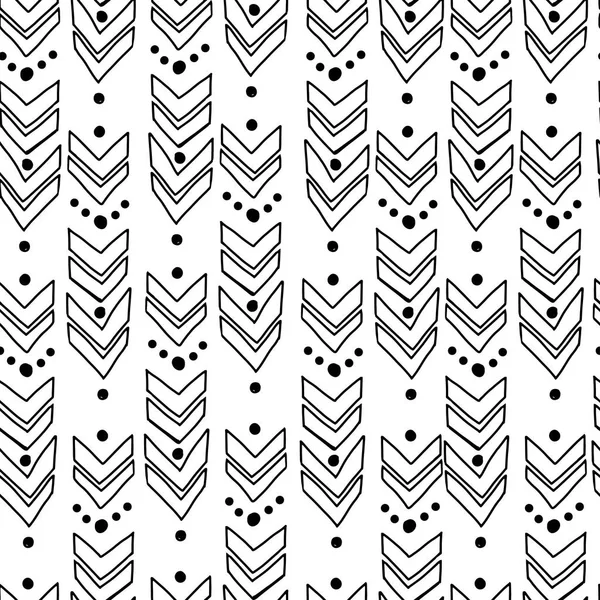 矢印のストライプ ドットと線で抽象的な幾何学模様 ノートブック テキスタイル シャツのシームレスなベクトルの背景 — ストックベクタ