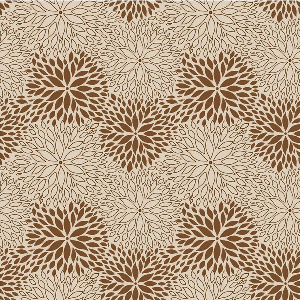 Spring Flower Seamless Pattern Brown Beige Chrisanthemum Flowers Background Web — Stock Vector