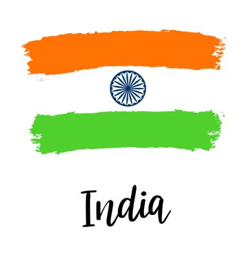 Hindistan. Soyut vektör arka plan word ve grunge fırça boyalı bayrak yazı ile. Beyaz zemin üzerine akrilik taklit